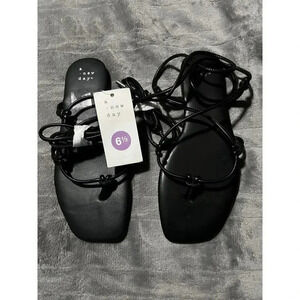 NEW A New Day Women's Melrose Lace Up Strappy Sandals - Black Sz 6.5